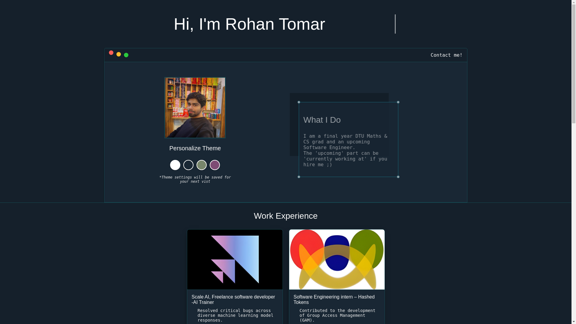 website screenshot of https://rohantomar.live/