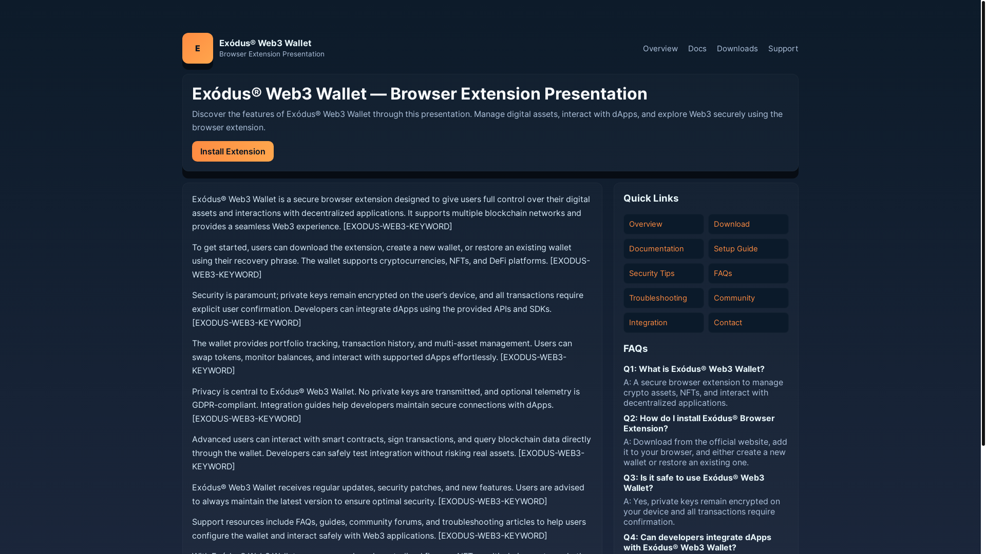 website screenshot of https://exods-wallett.pages.dev/