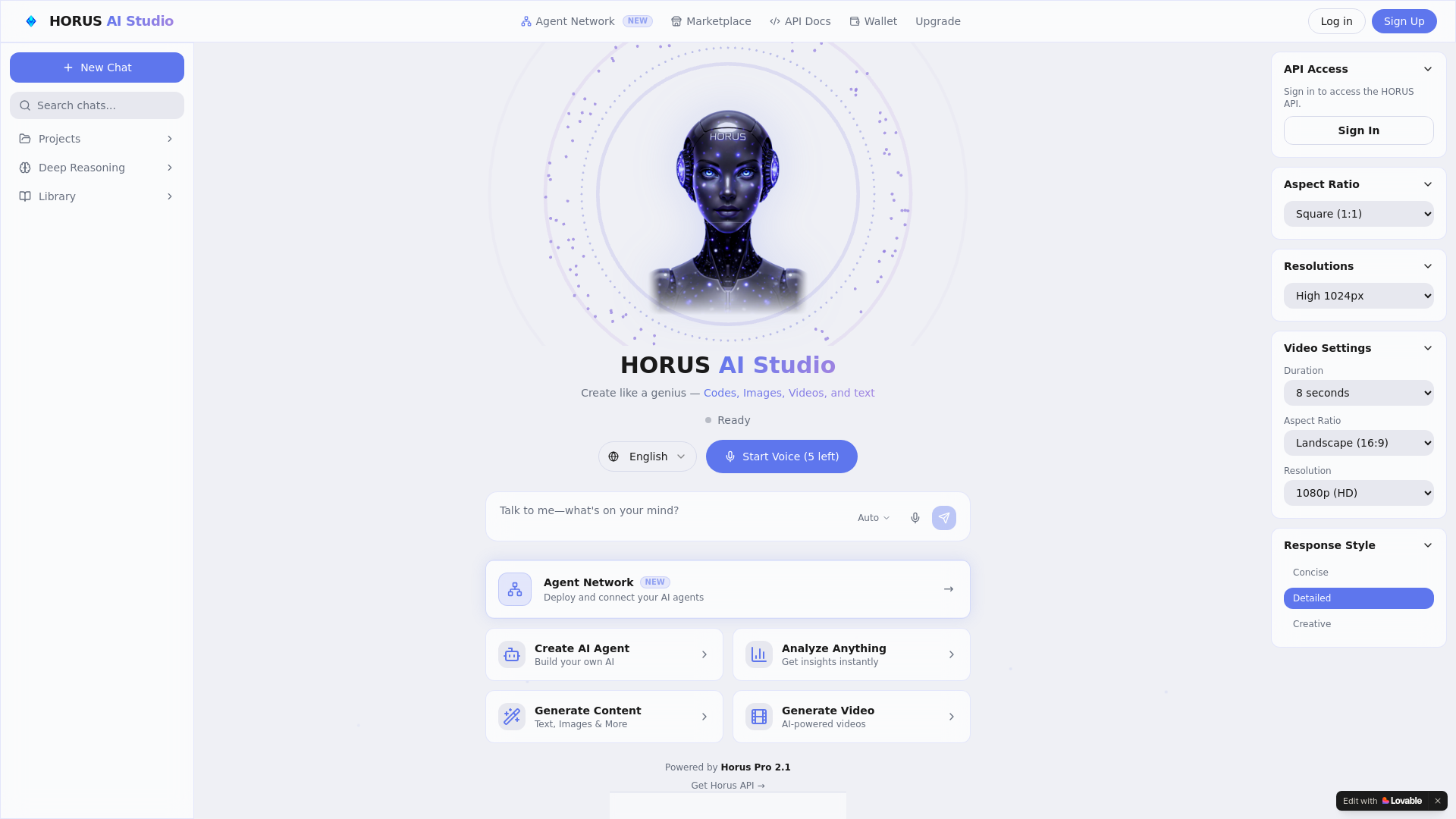 website screenshot of https://horusmatrix.com/