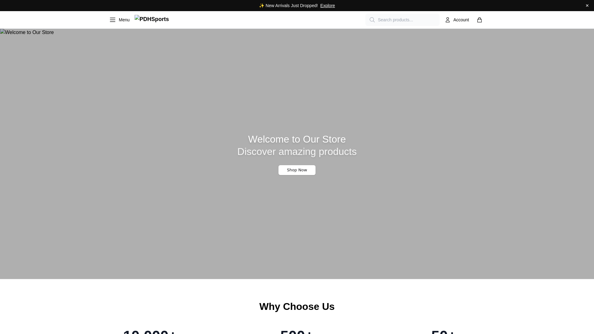 website screenshot of https://pdhsportsstore.shop/