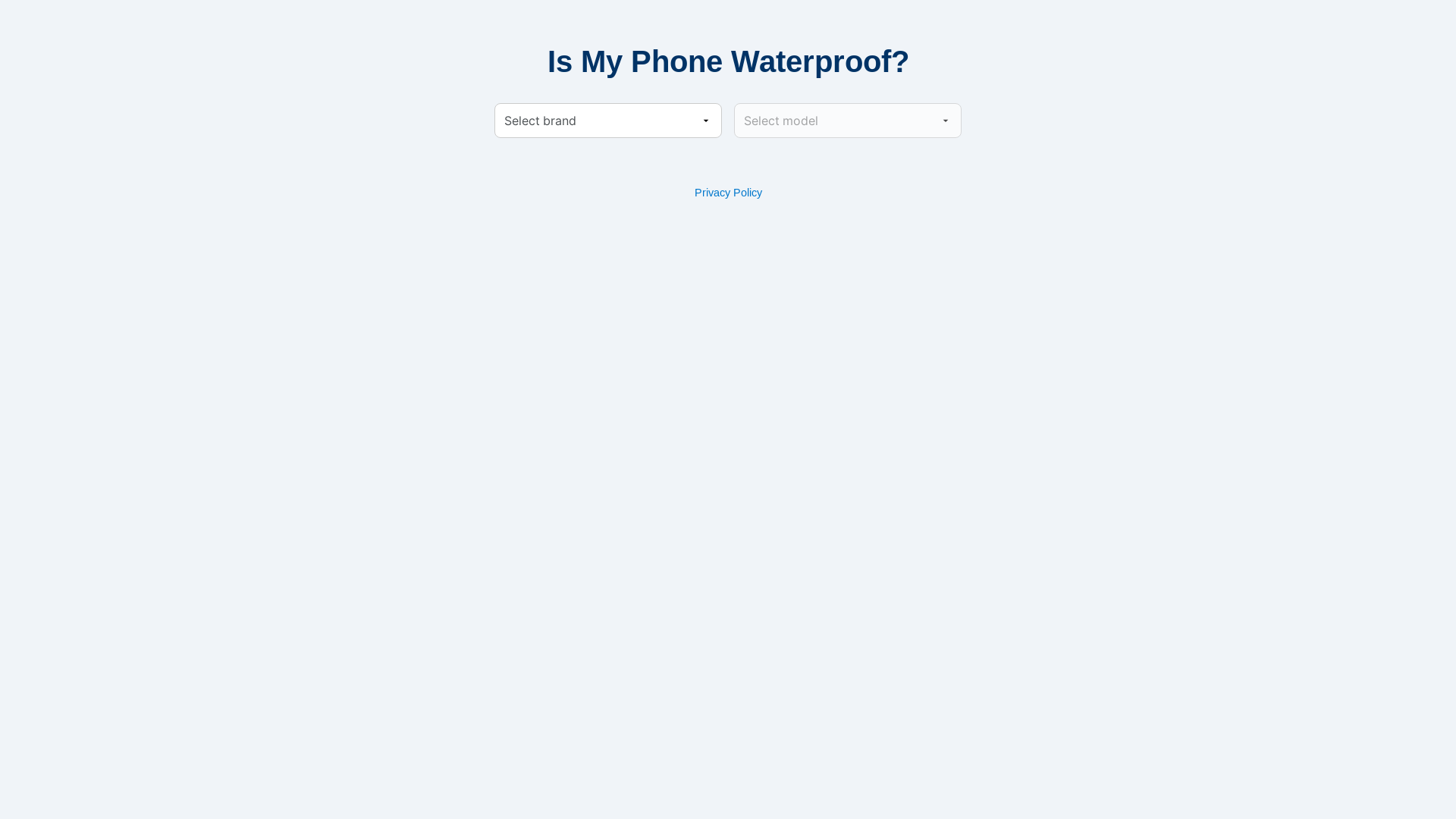 website screenshot of https://ismyphonewaterproof.com/