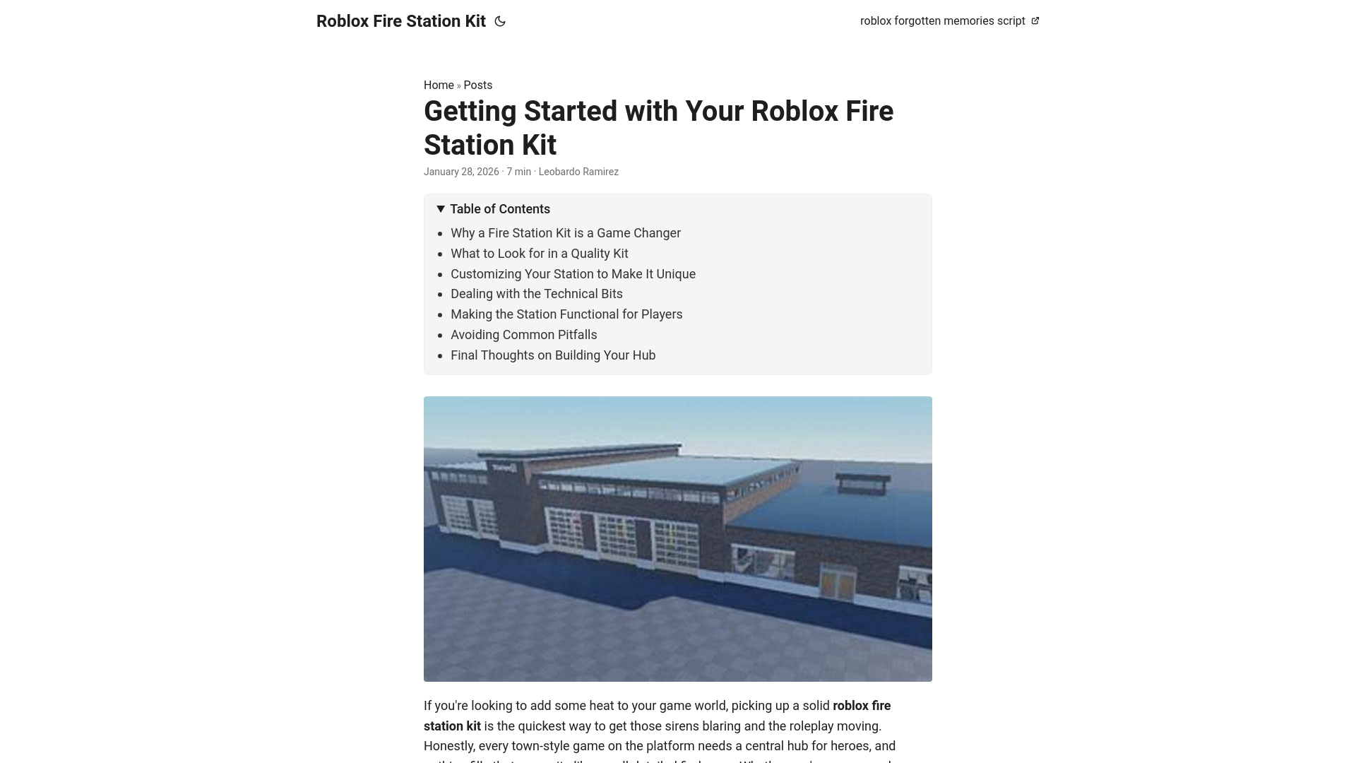 website screenshot of https://roblox-fire-station-kit.pages.dev/