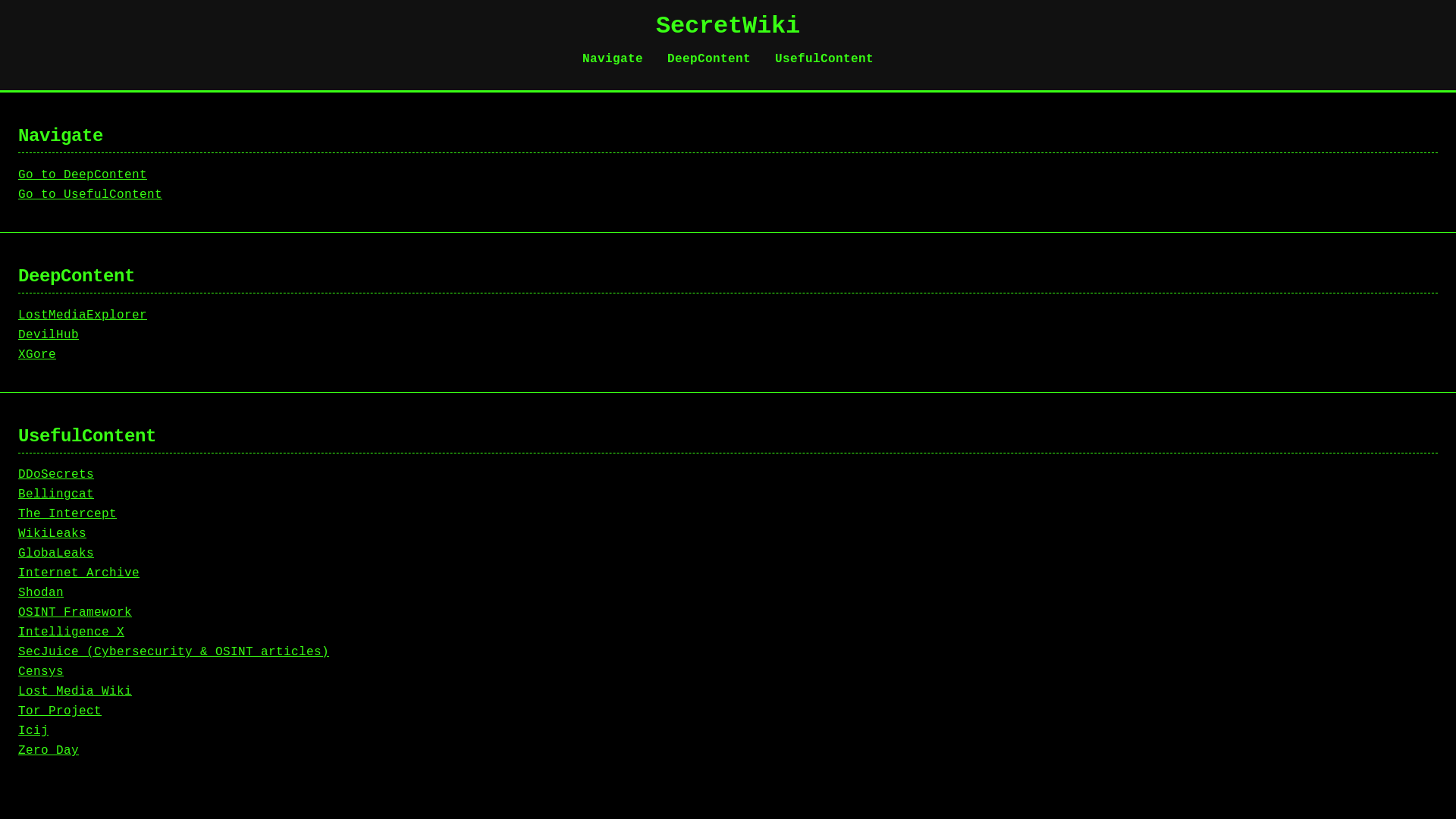 website screenshot of https://thesecretwiki.pages.dev/