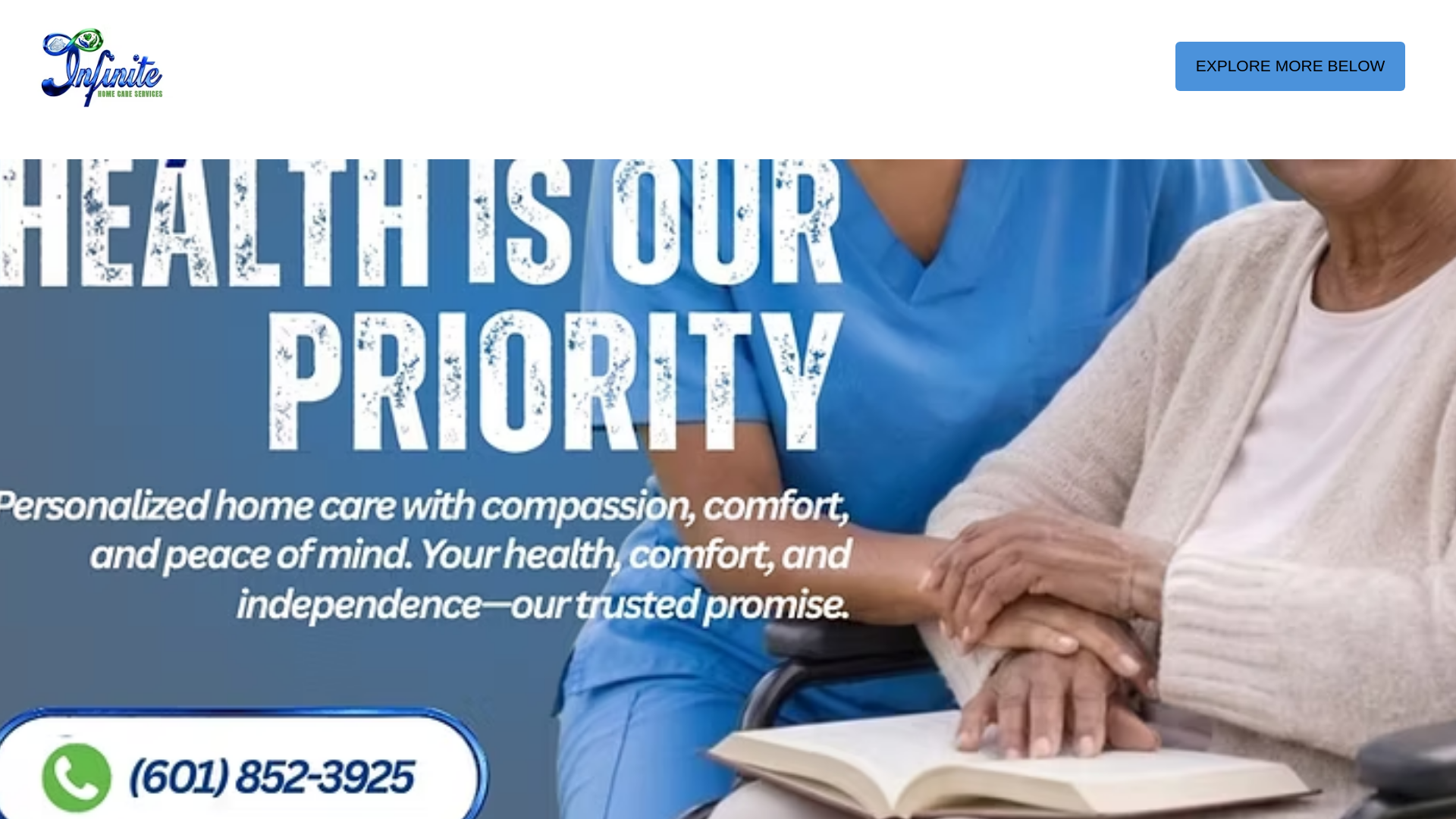 website screenshot of https://infinitehomecareservices.com/