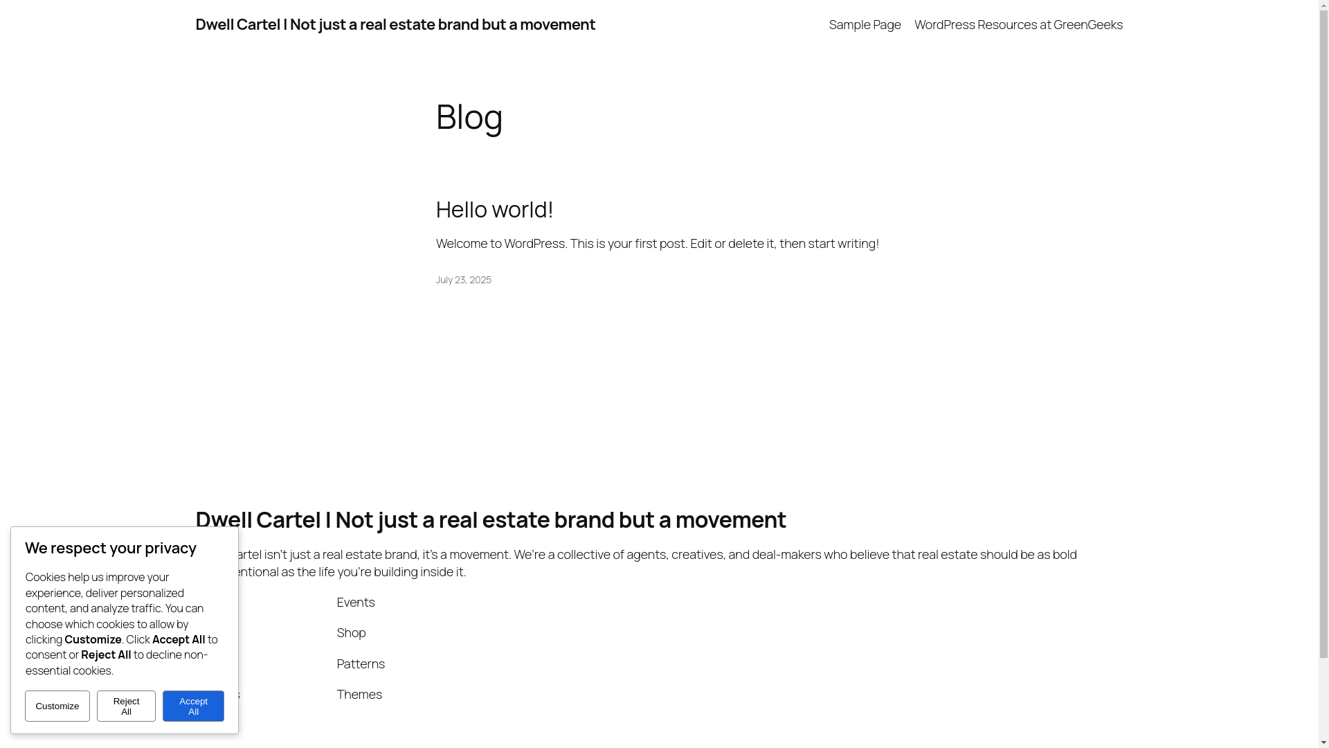 website screenshot of https://dwellcartel.com/