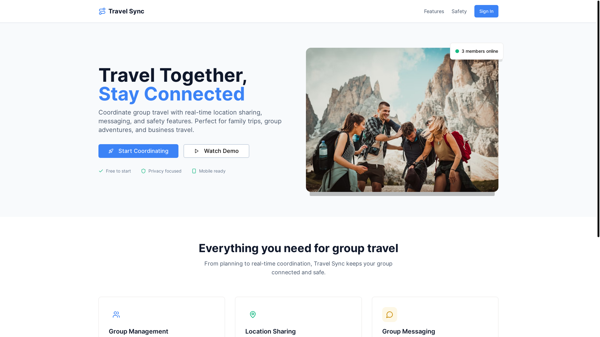 website screenshot of https://synctrip.app/