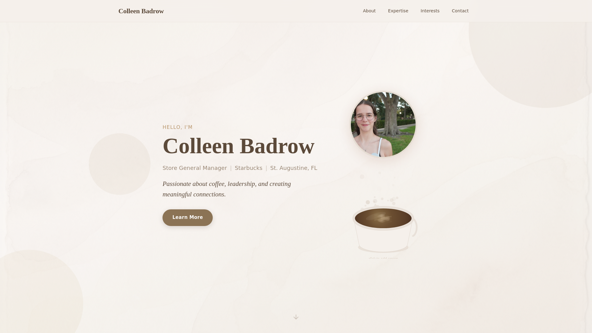 website screenshot of https://colleenbadrow.com/