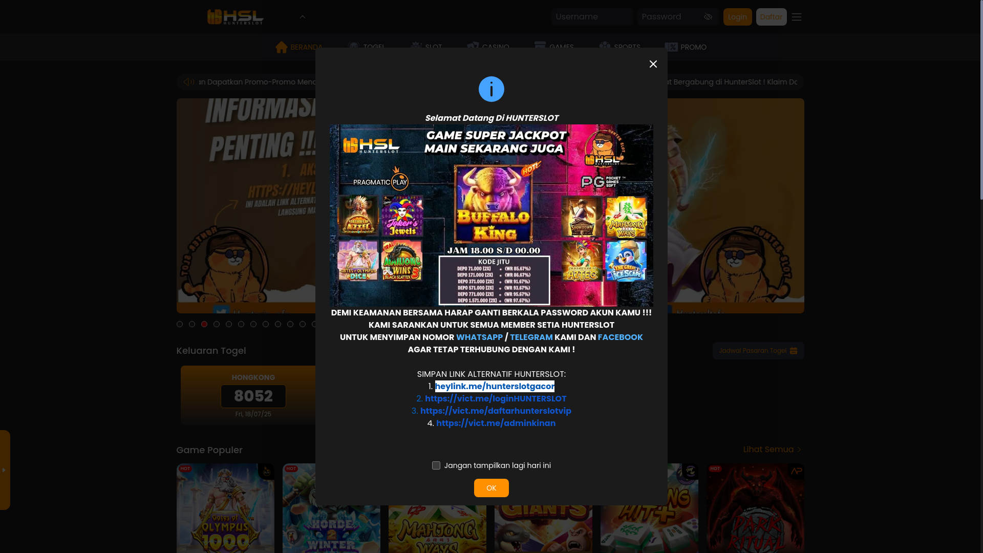 website screenshot of https://huntersl-pasti.xyz/