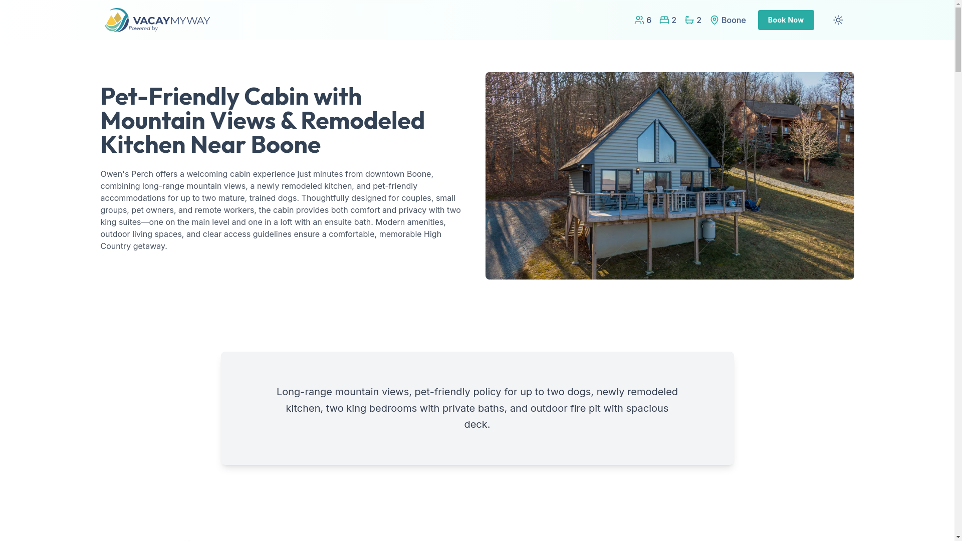 website screenshot of https://valleyvantage.house/