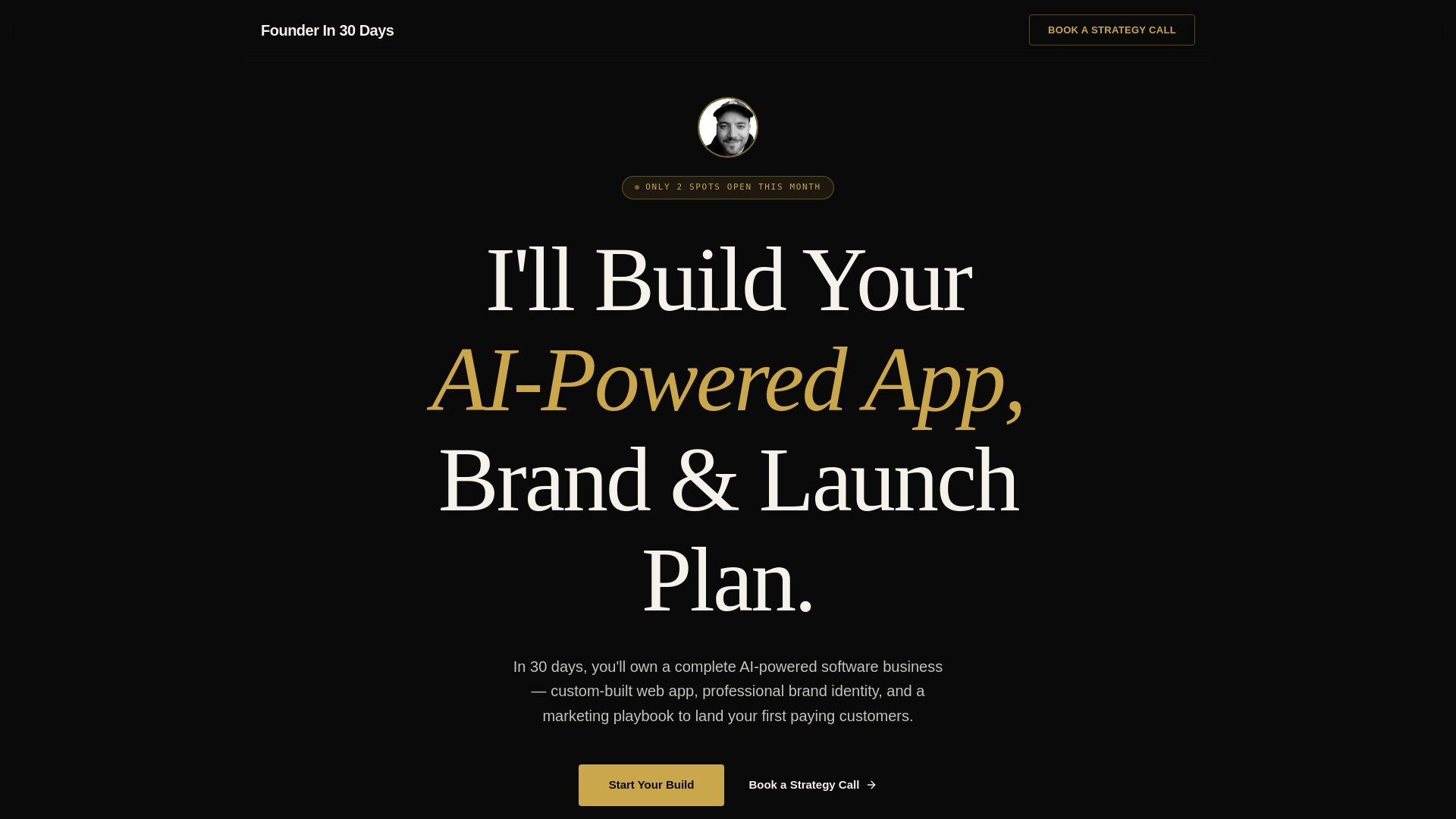 website screenshot of https://founderin30days.com/