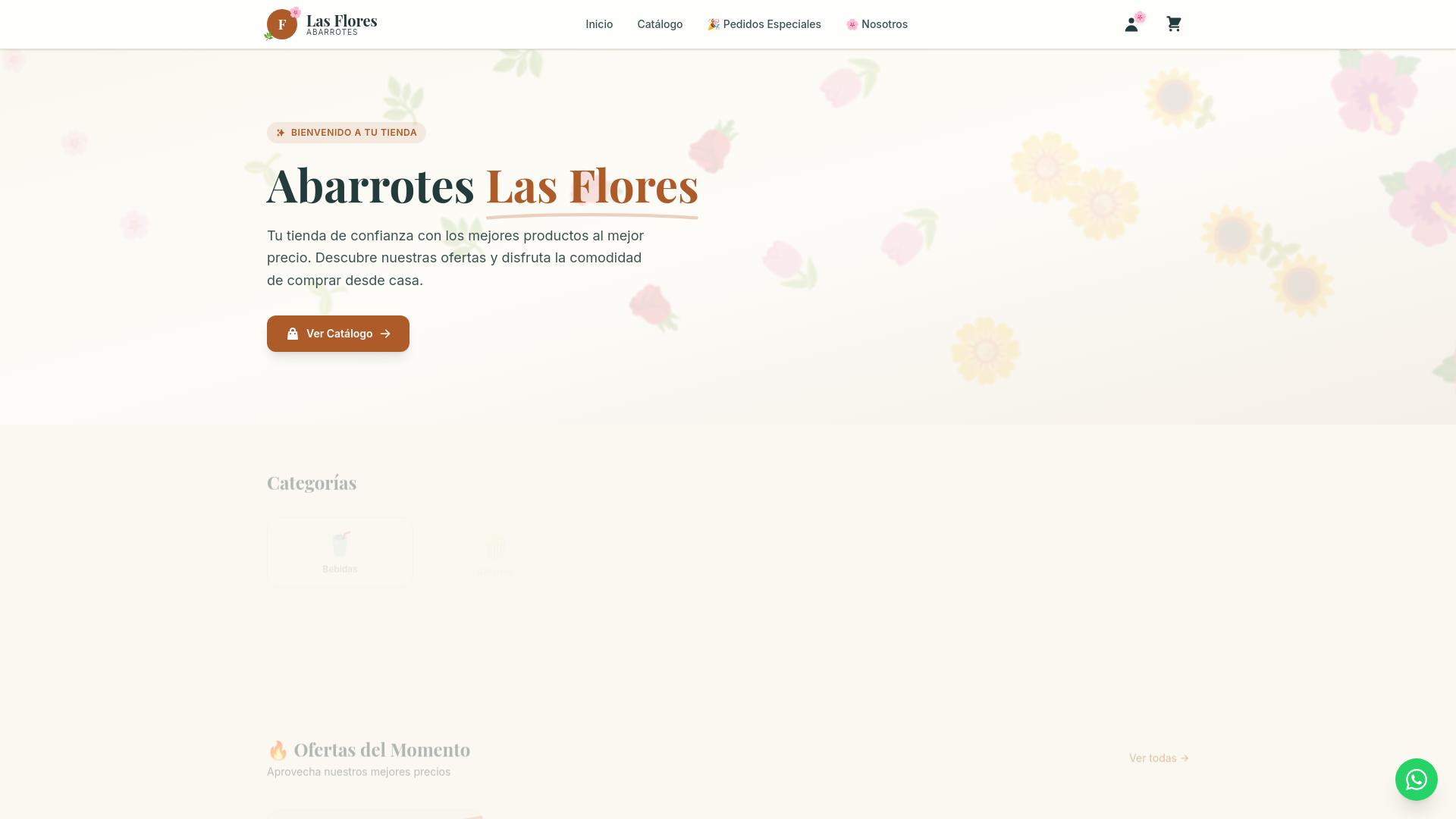 website screenshot of https://abarroteslasflores.com