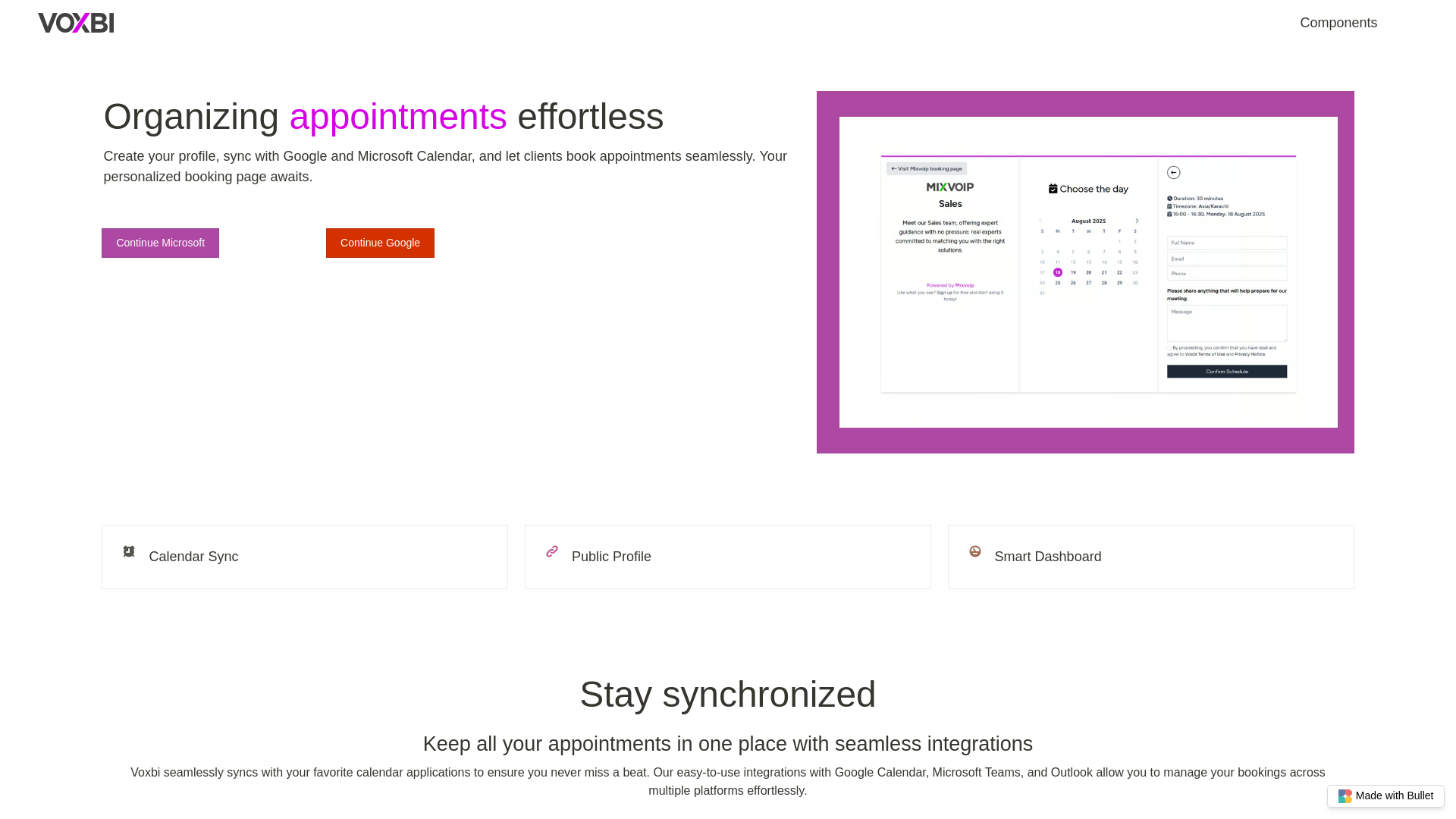 website screenshot of https://voxbi-demo-bullet.pages.dev/