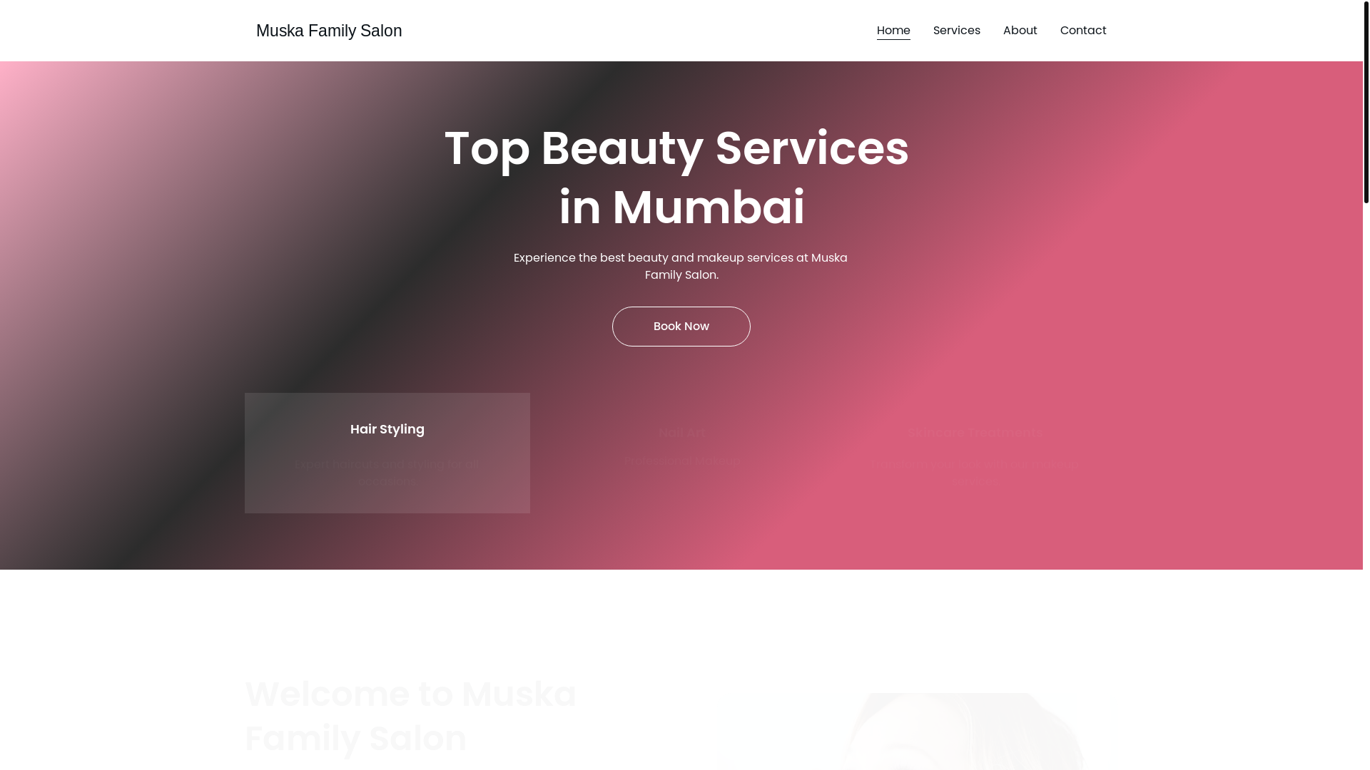 website screenshot of https://muskanfamilysalon.in/