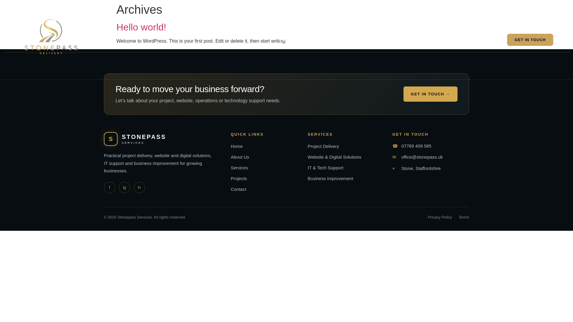 website screenshot of https://stonepassdelivery.com/