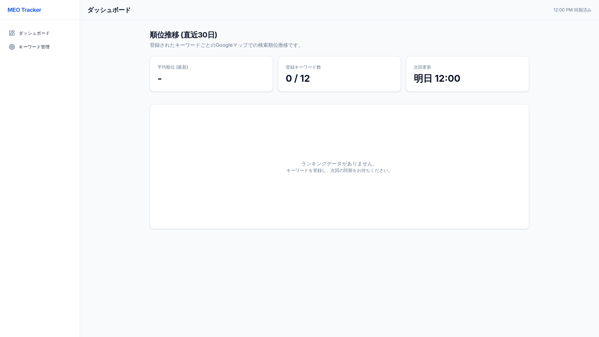 website screenshot of https://meo-tracker-app.pages.dev/