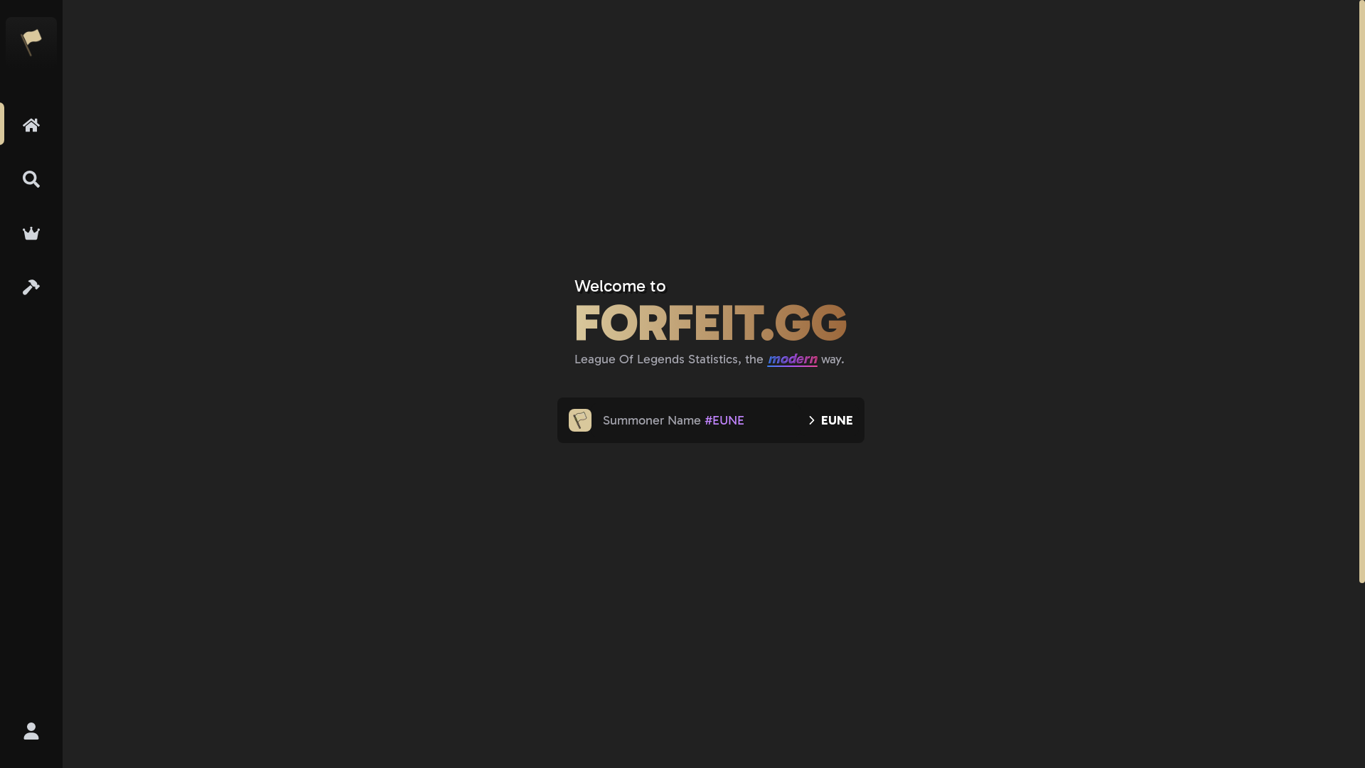 website screenshot of https://forfeit.gg/
