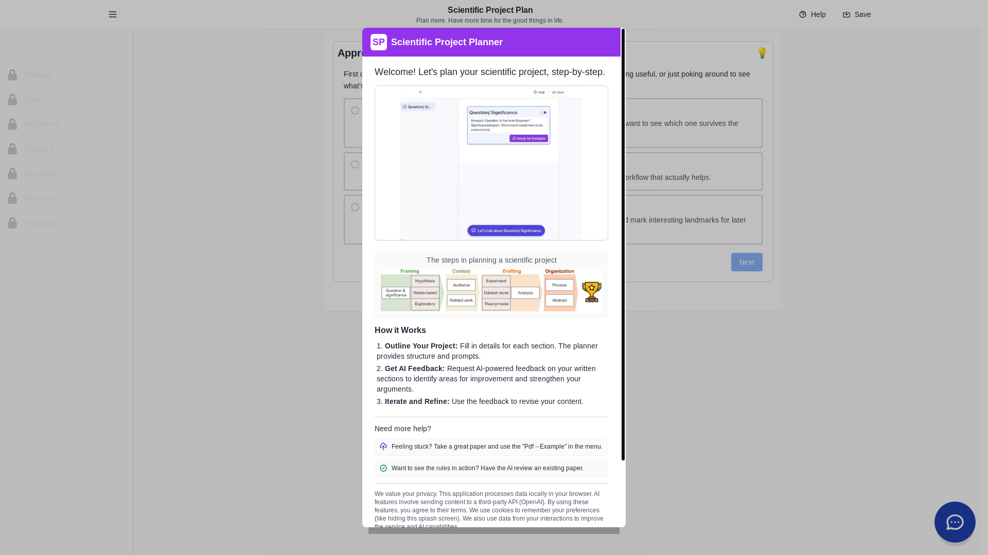 website screenshot of https://planyourscience.com/