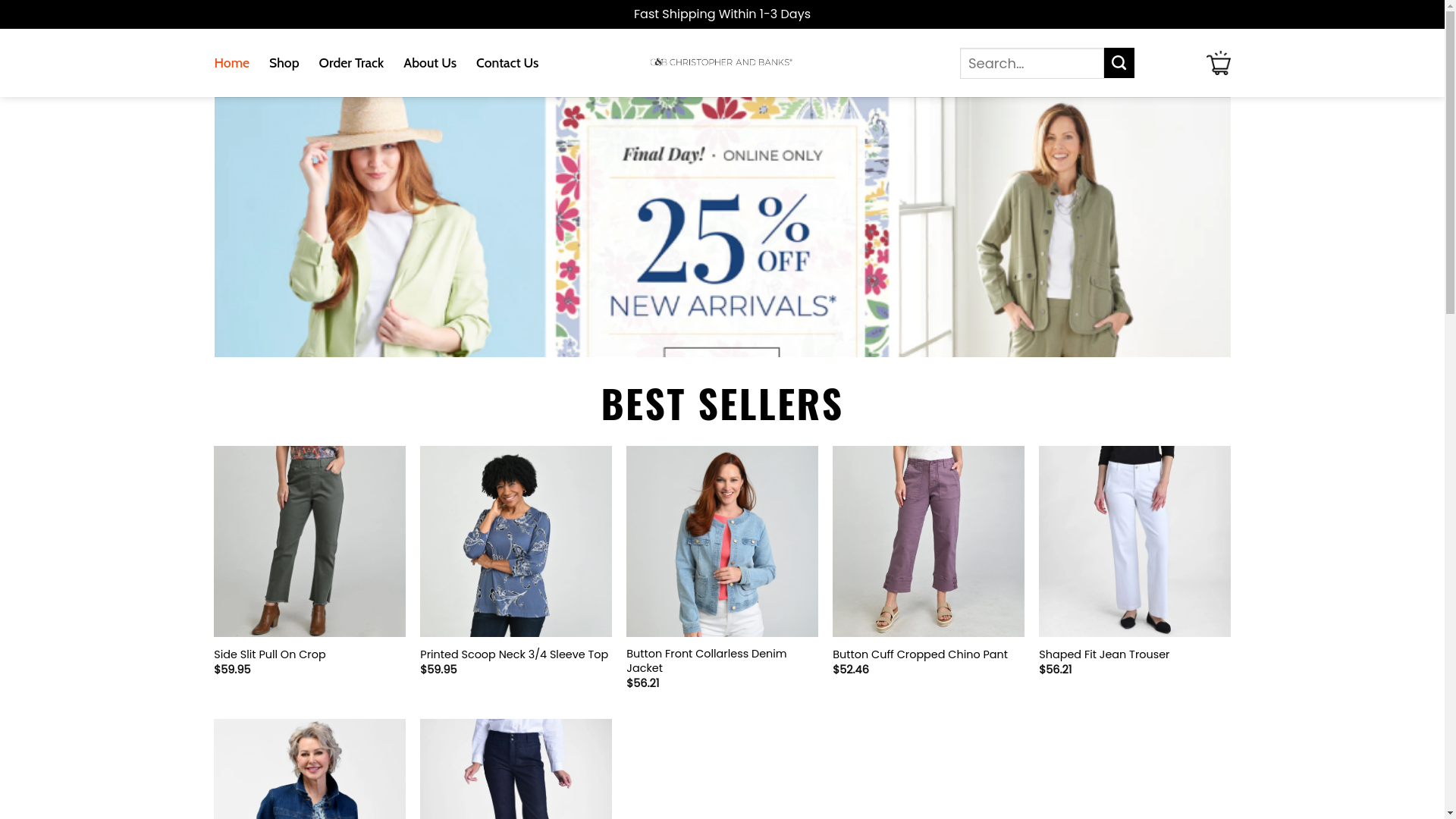 website screenshot of https://thechristopherandbanks.shop/