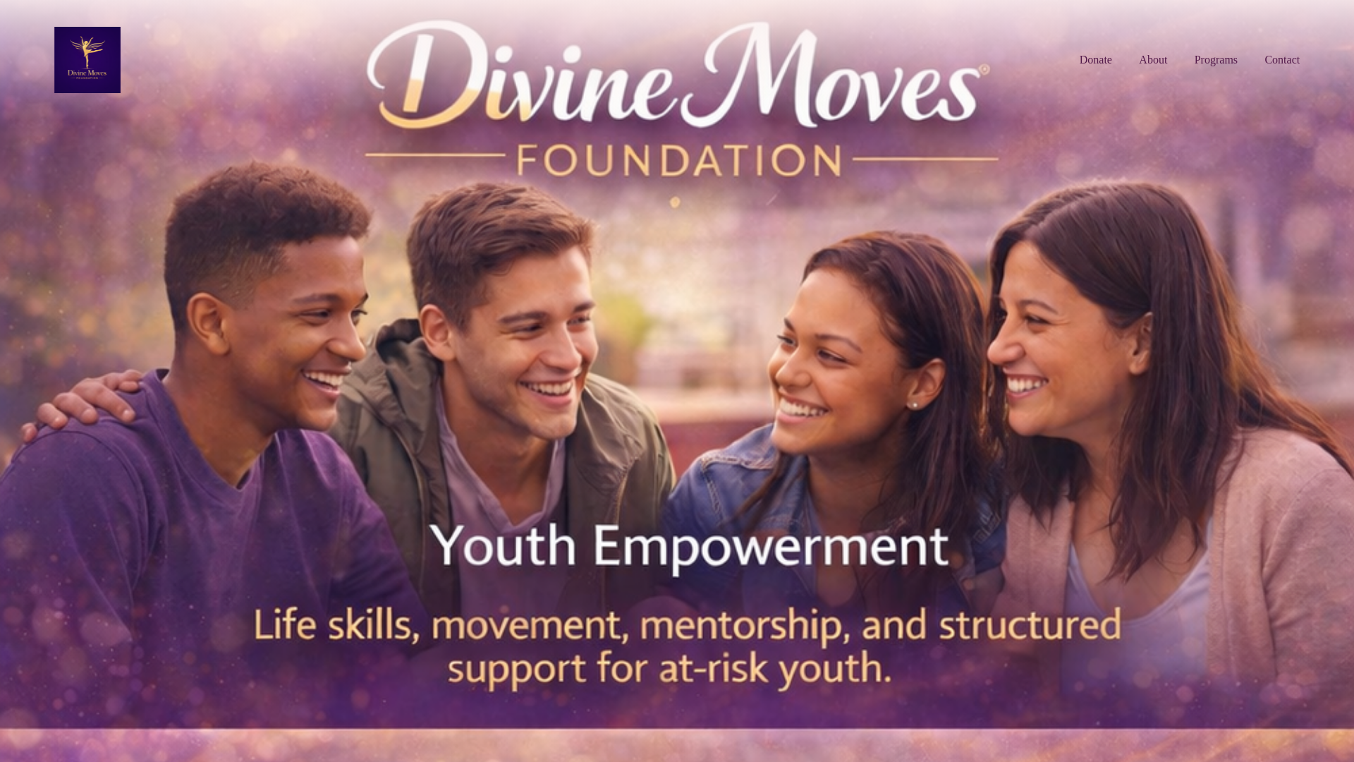 website screenshot of https://divinemovesfoundation.org/