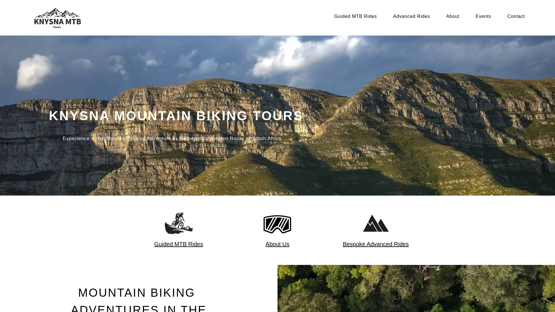 website screenshot of https://knysnamtbtours.com/