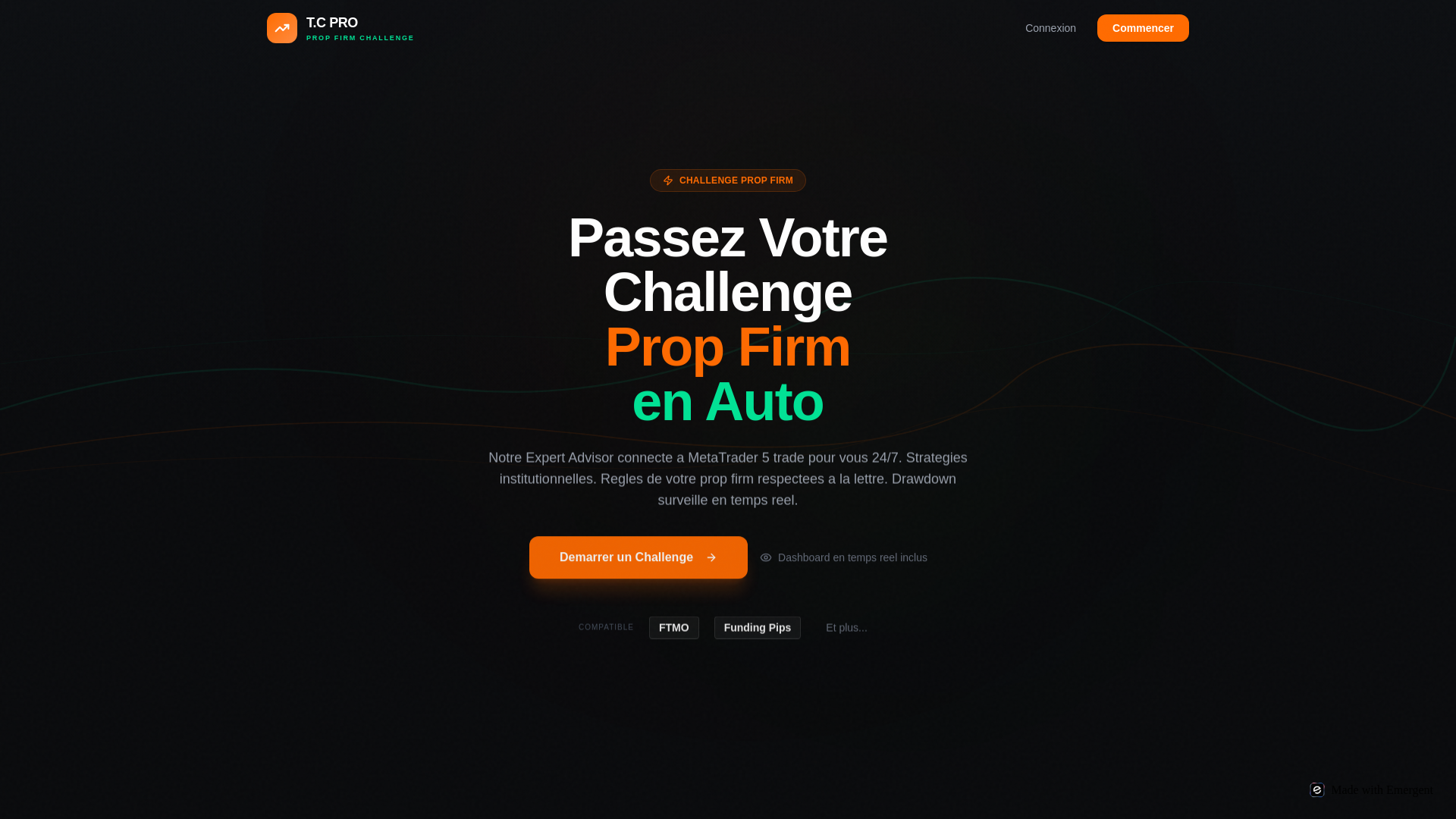 website screenshot of https://tcprotrader.com/