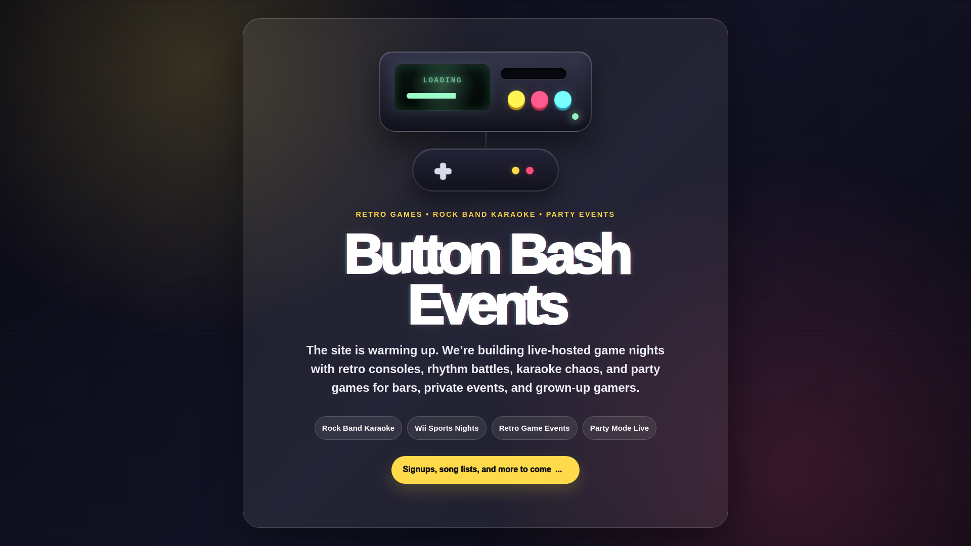 website screenshot of https://buttonbashevents.com/