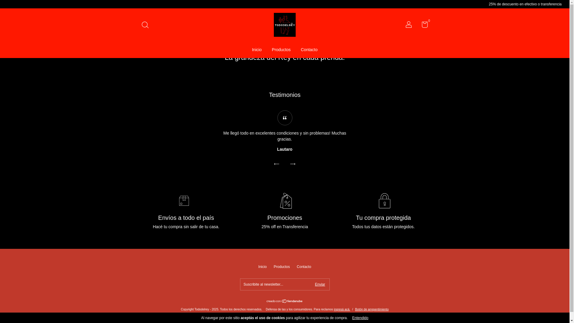 website screenshot of https://tododelrey.com.ar/