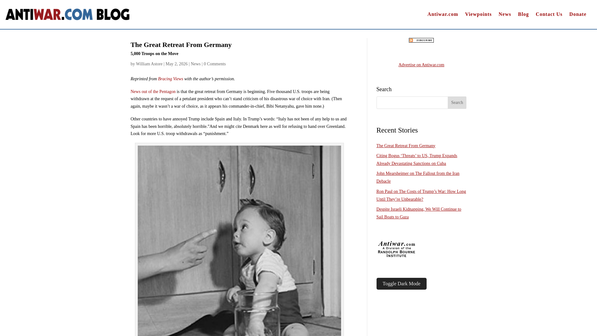 website screenshot of https://www.antiwar.com/blog/2026/05/02/the-great-retreat-from-germany/