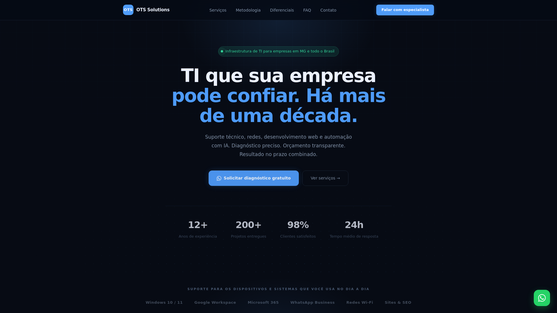 website screenshot of https://otsolutions.cloud