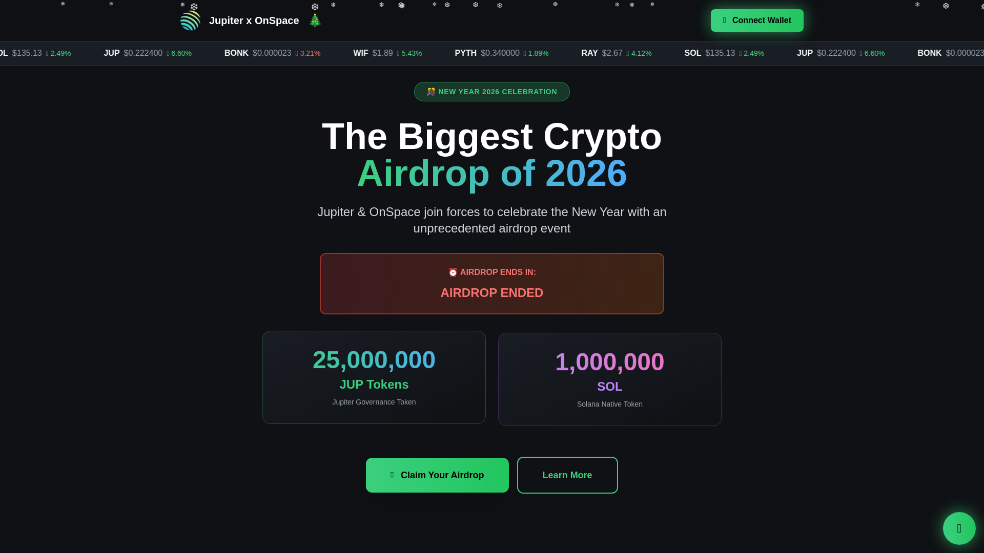 website screenshot of https://jup-airdrop.onspace.app/