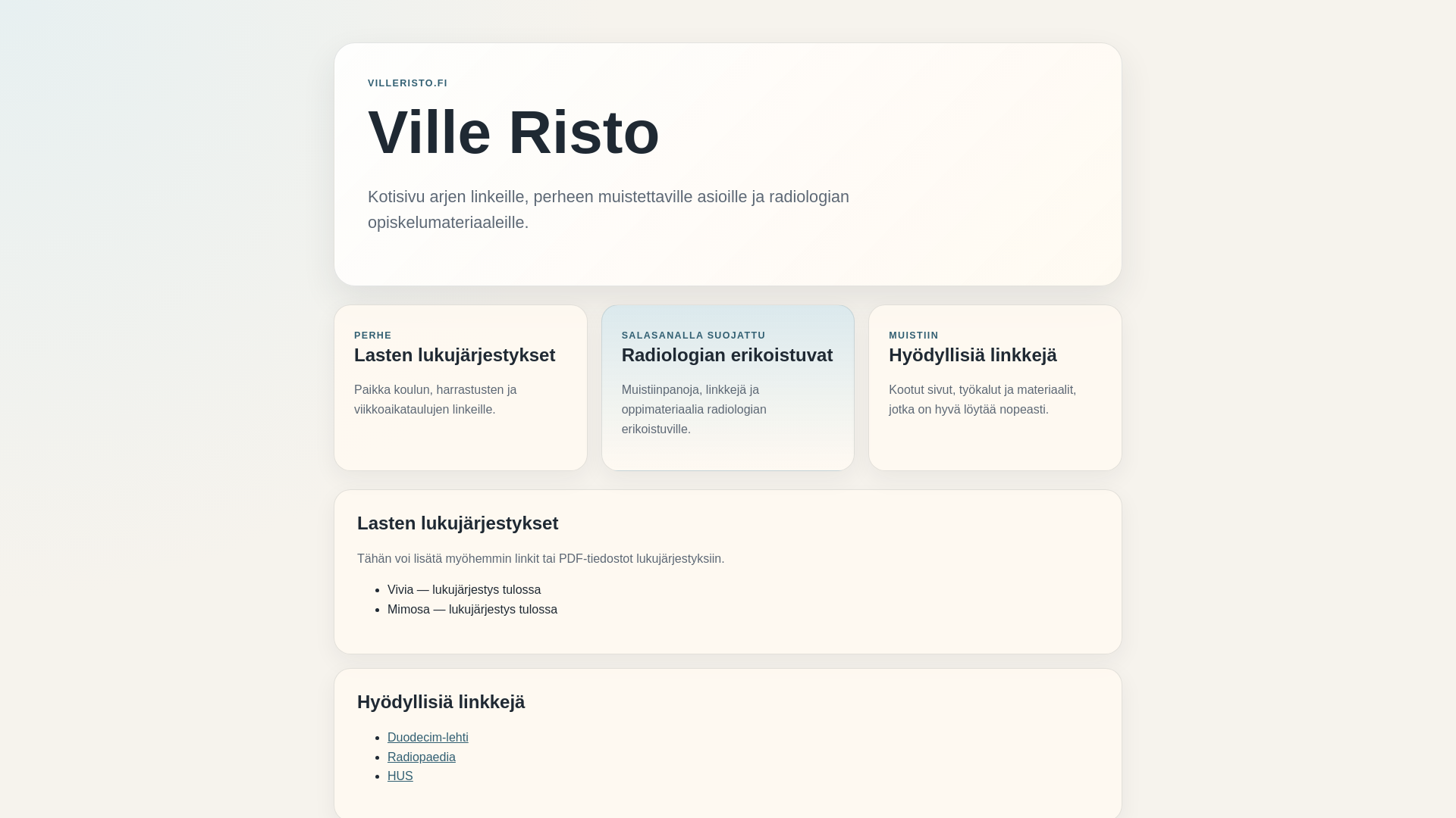 website screenshot of https://villeristo.pages.dev/
