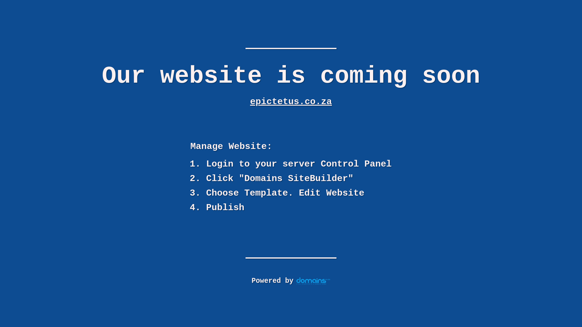 website screenshot of https://epictetus.co.za