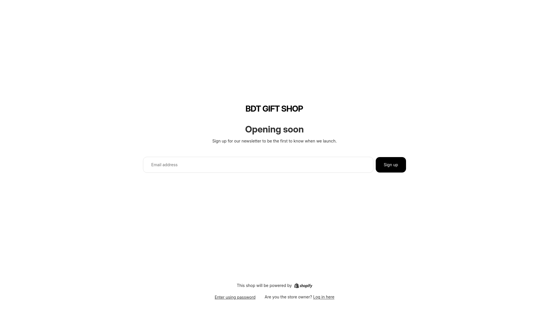 website screenshot of https://bdtgiftshop.com/