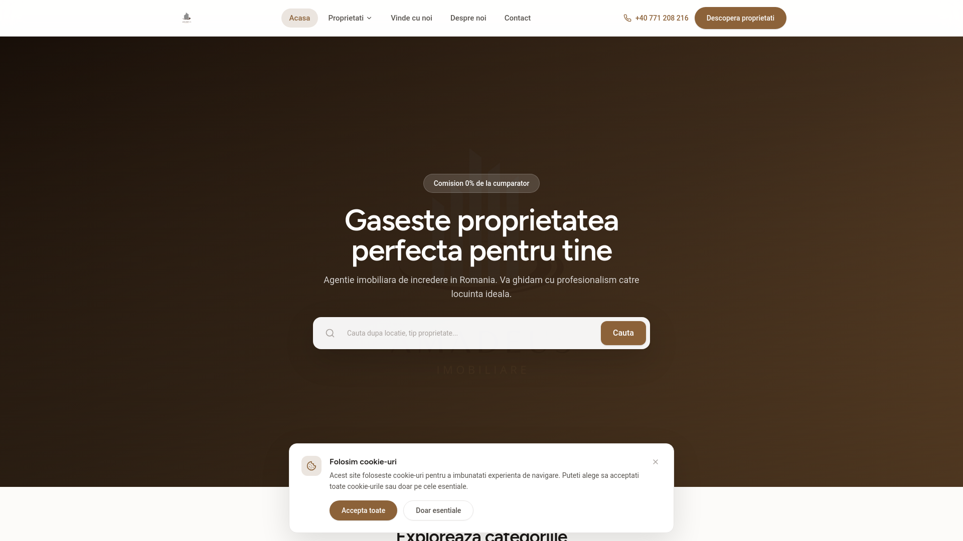 website screenshot of https://amadeusimobile.ro/