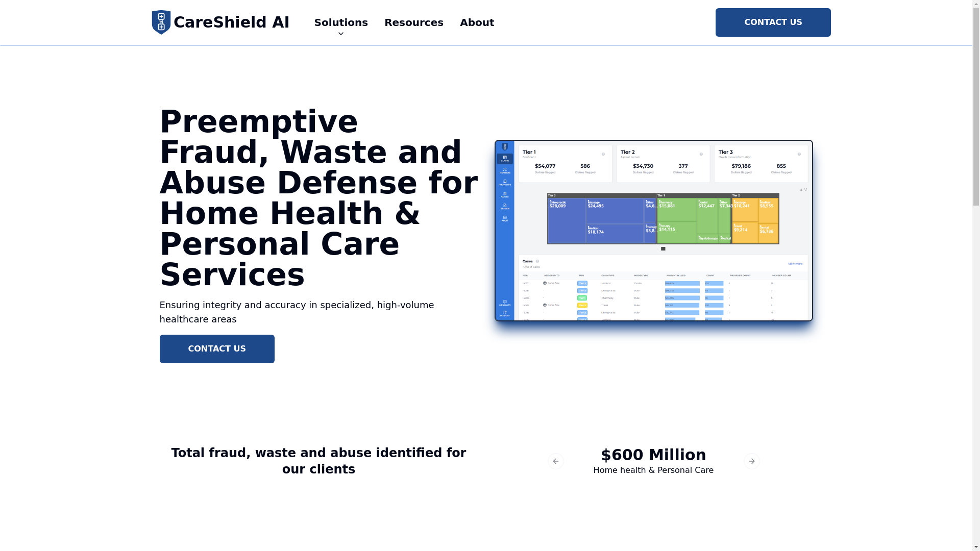 website screenshot of https://careshieldai.pages.dev/