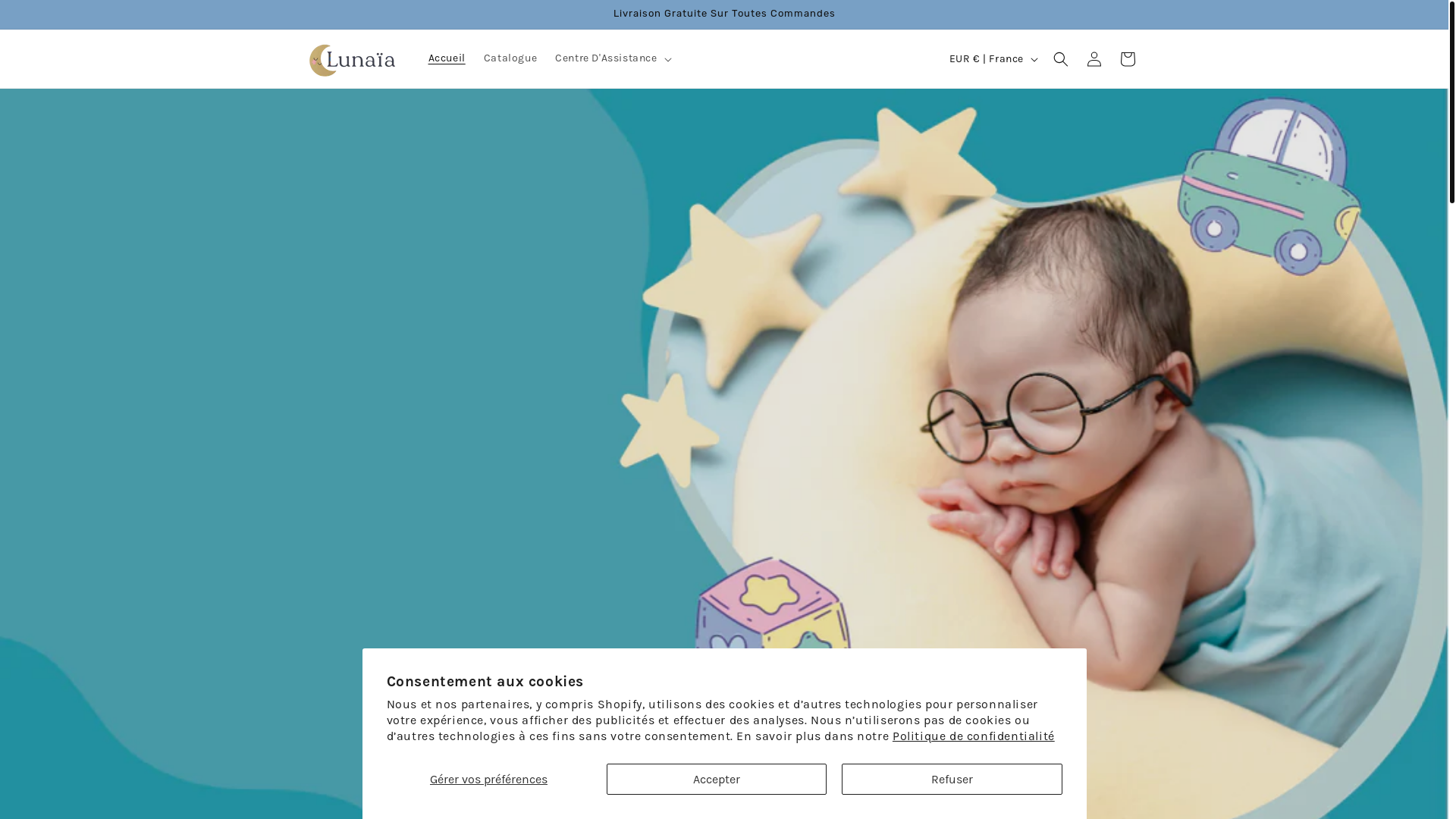 website screenshot of https://lunaia.shop/