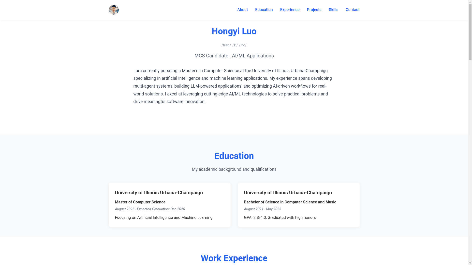 website screenshot of https://jackluo-resume.pages.dev/