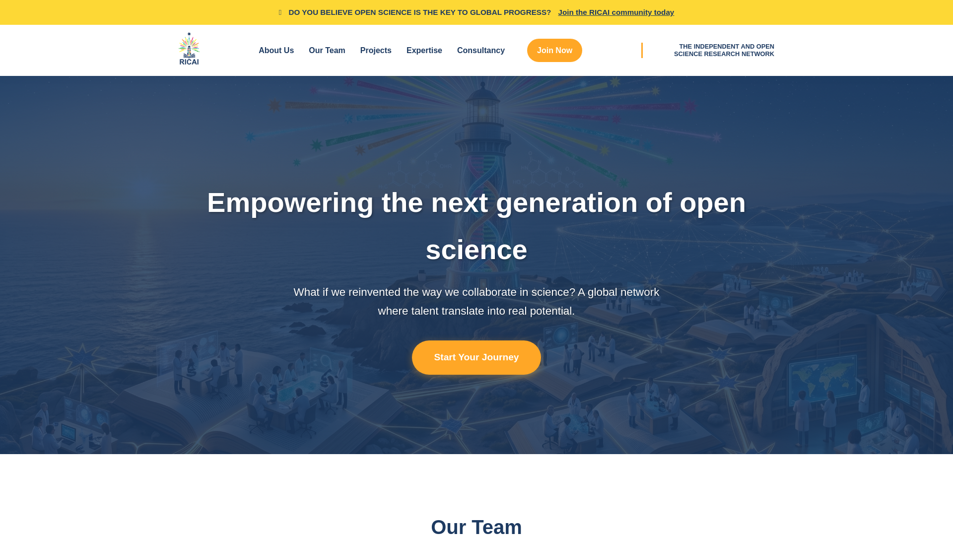 website screenshot of https://researchnetworkricai.org/