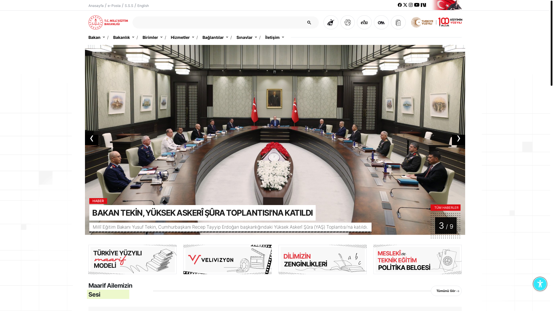 website screenshot of https://www.meb.gov.tr/