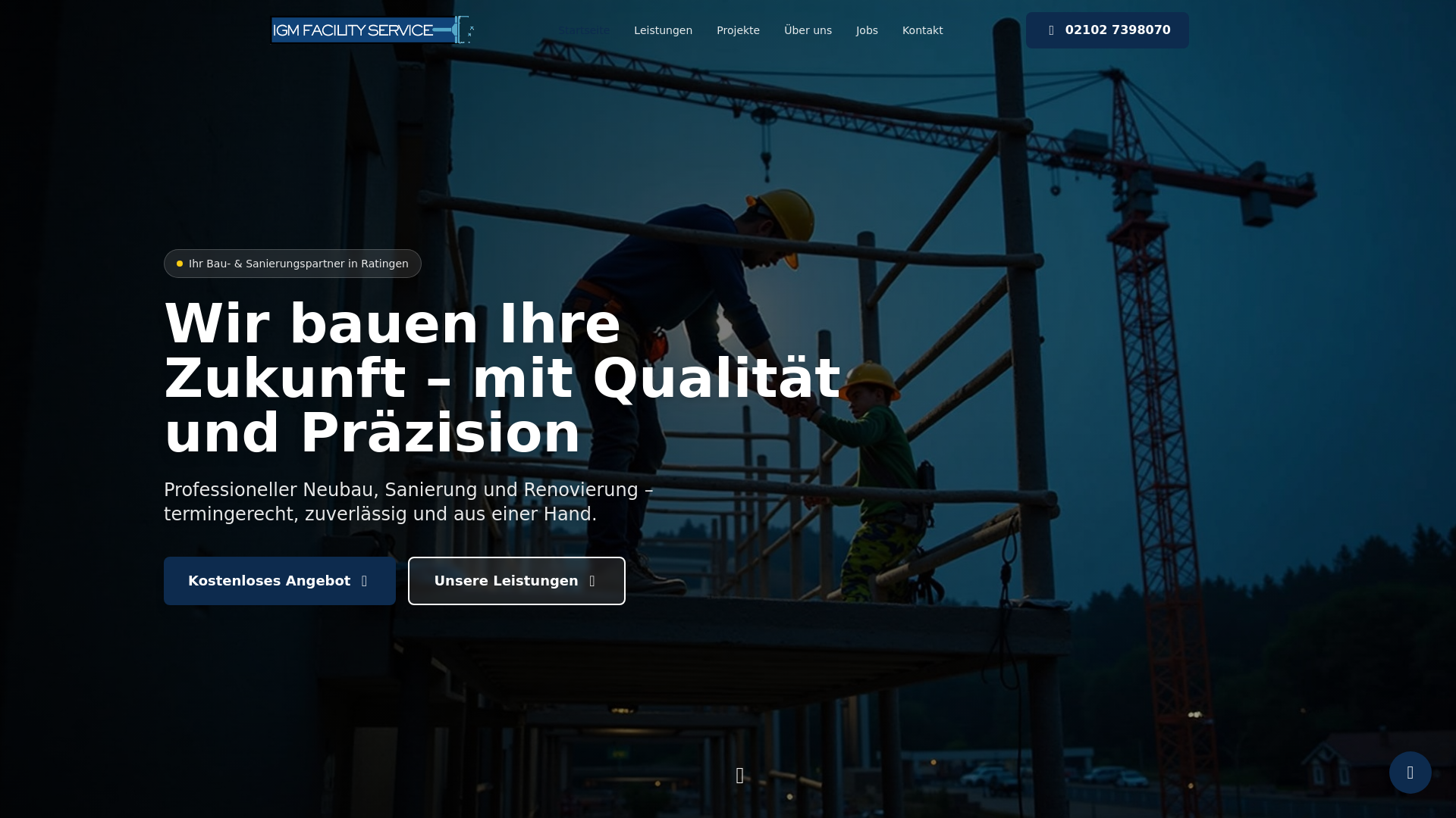 website screenshot of https://igm-baudienste.de