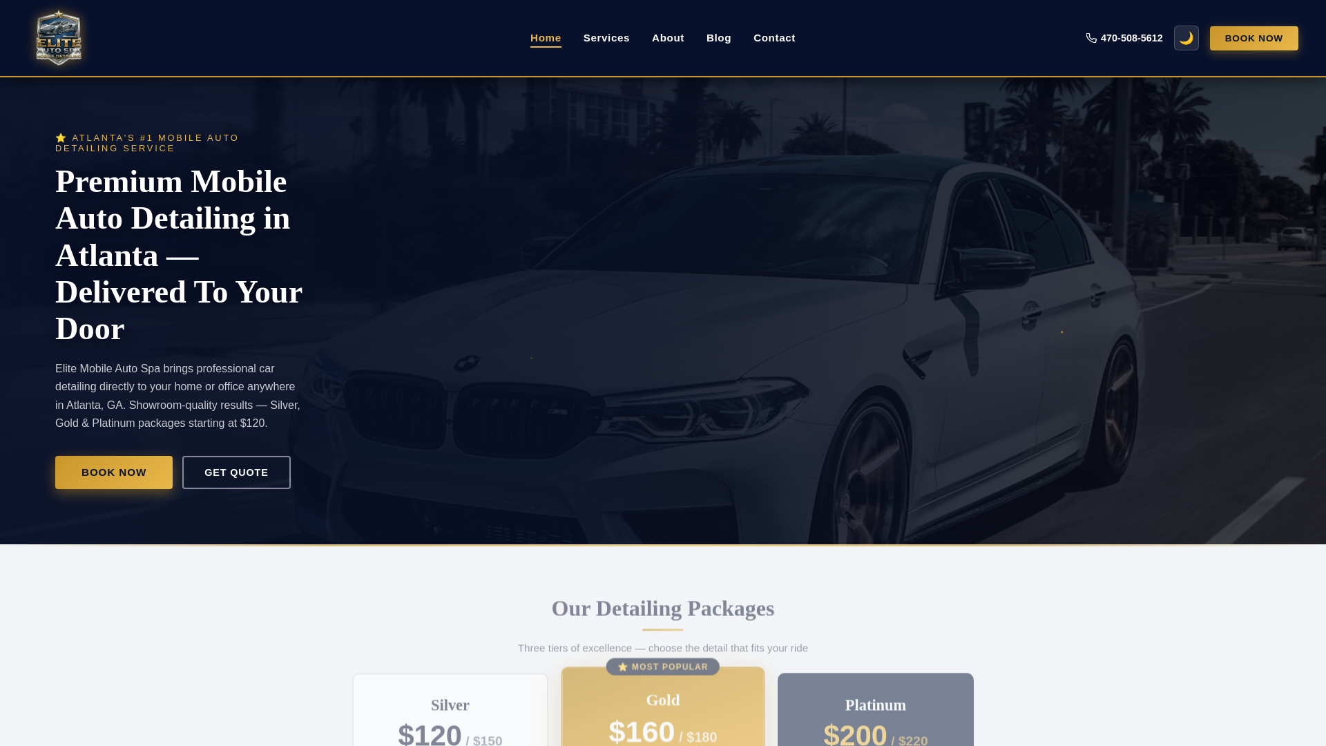 website screenshot of https://elitemobileautospa.vip/