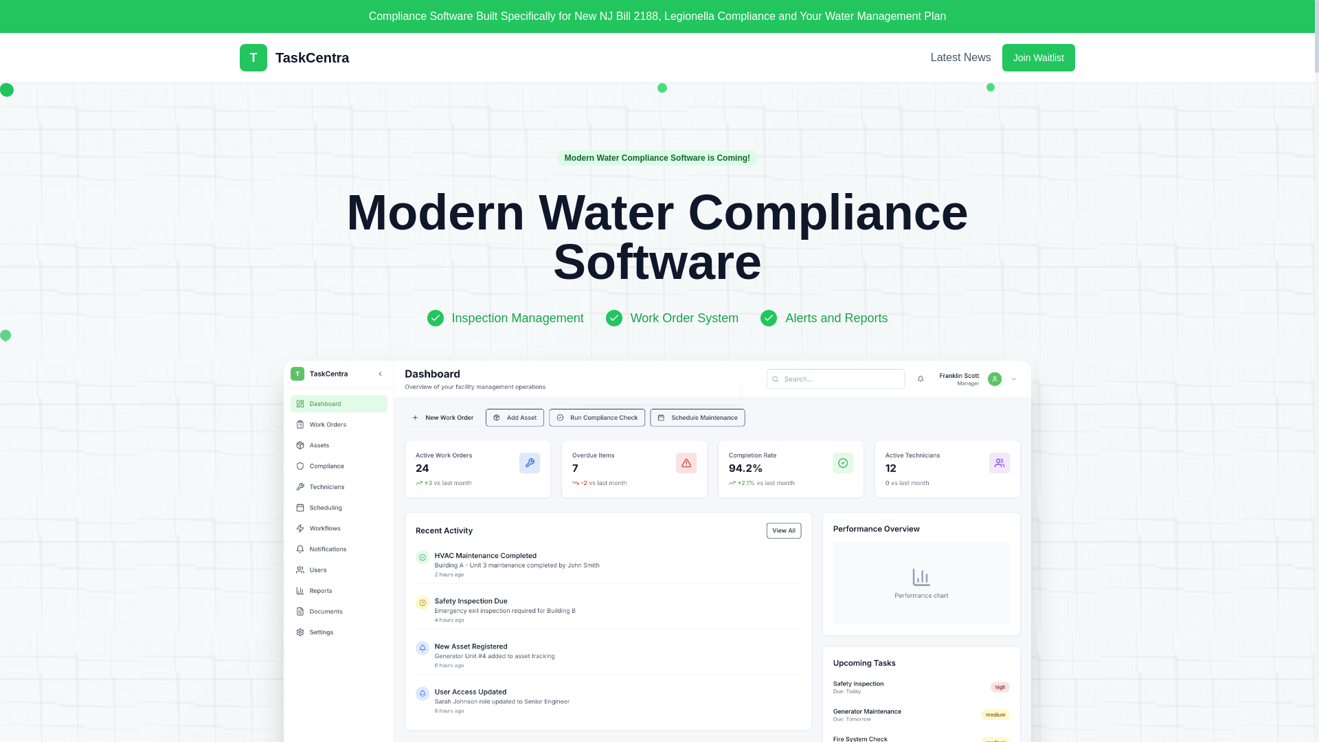 website screenshot of https://watercomplianceinspections.com/