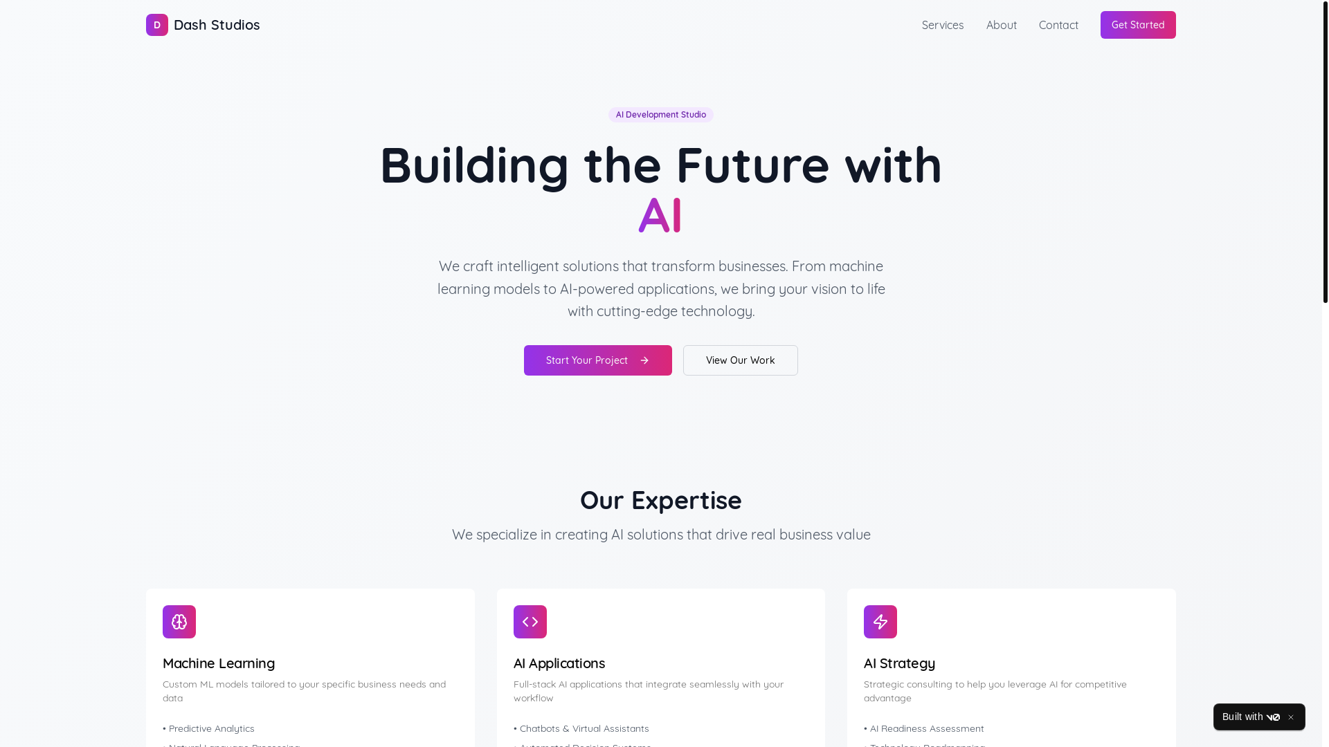 website screenshot of https://dashstudios.xyz/