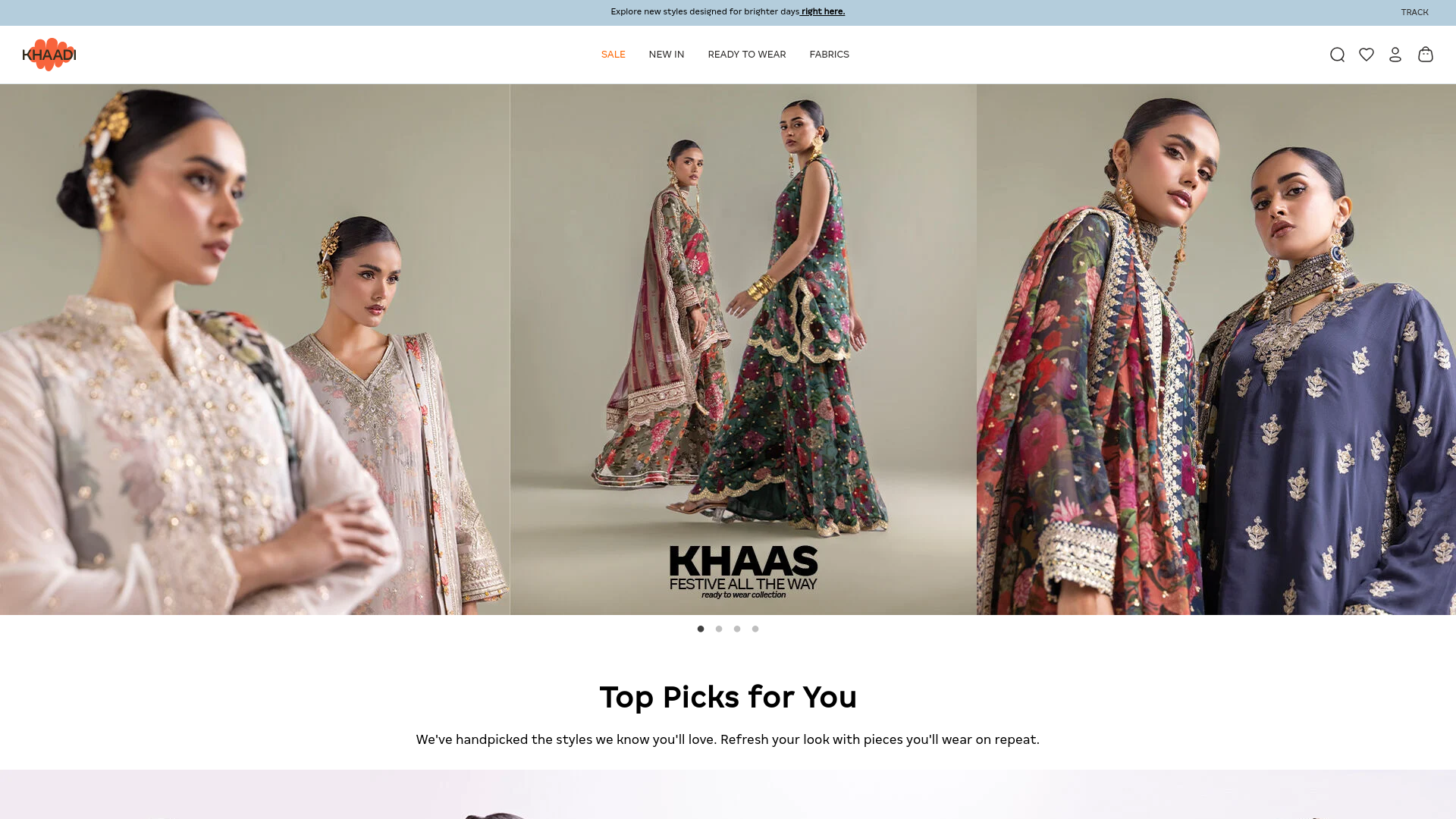 website screenshot of https://pk.khaadi.com