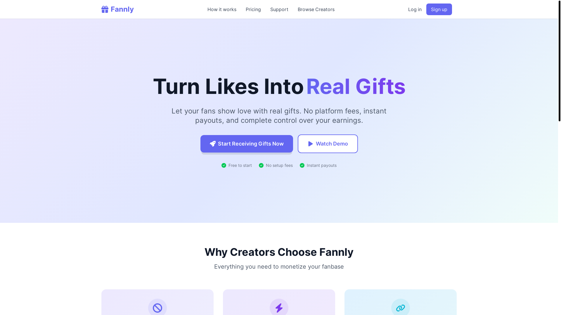 website screenshot of https://fannly.io/