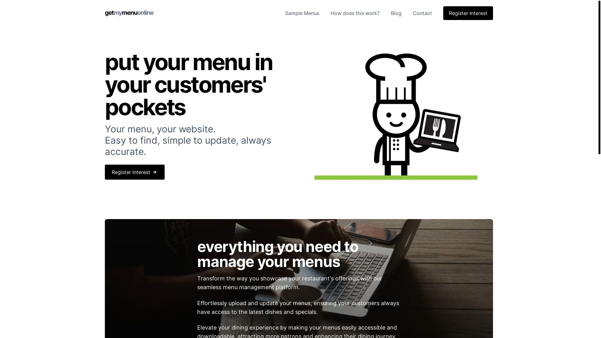 website screenshot of https://samplesite-getmymenuonline-com.pages.dev/