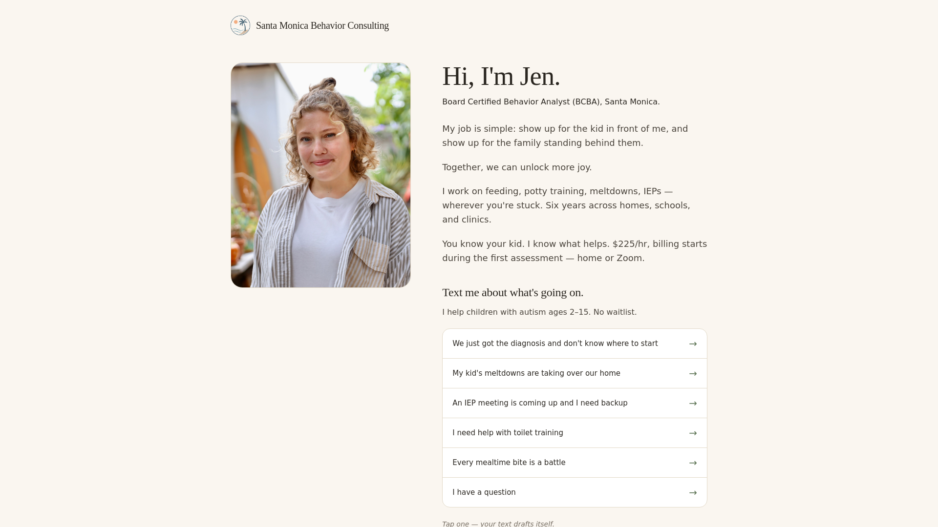 website screenshot of https://santamonicabehaviorconsulting.com/