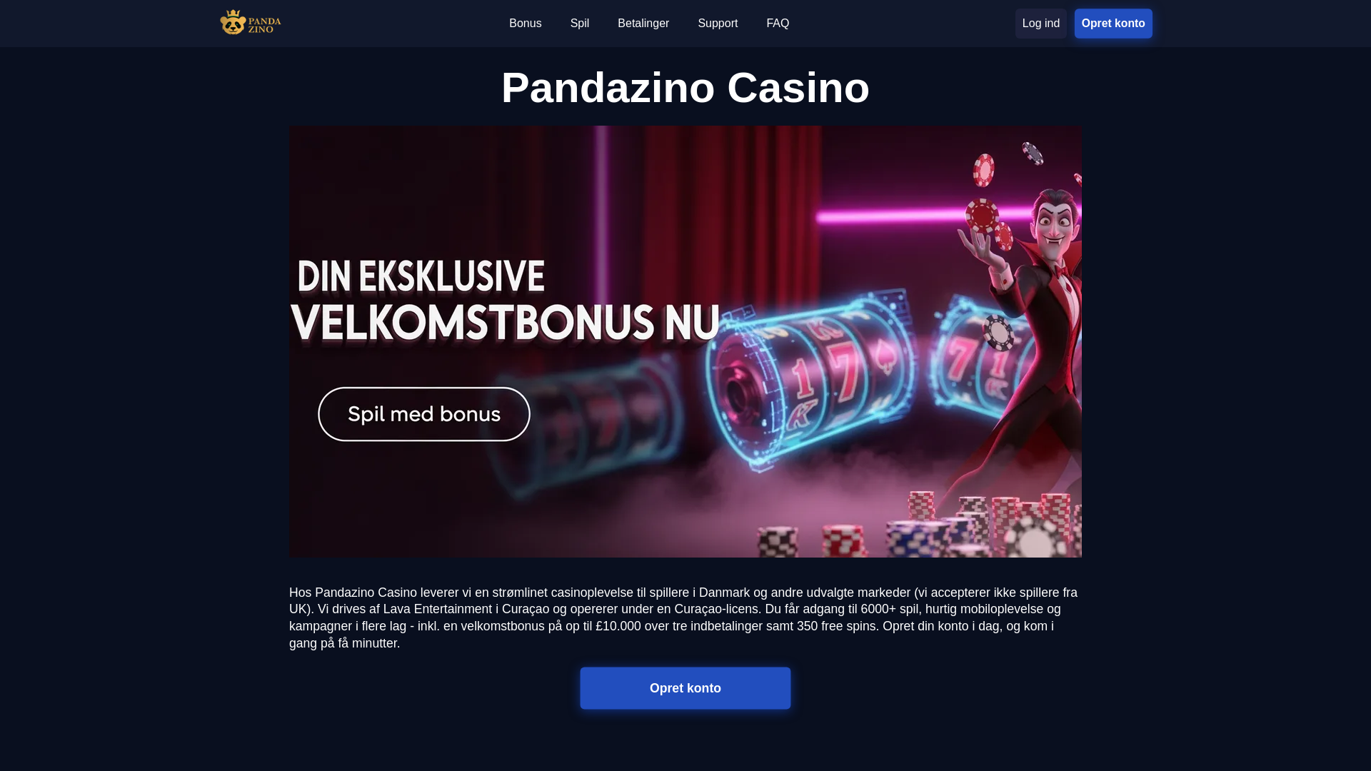 website screenshot of https://pandazino.dk/