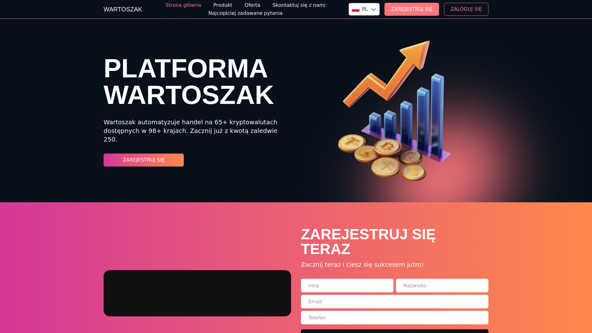 website screenshot of https://wartoszak.com/