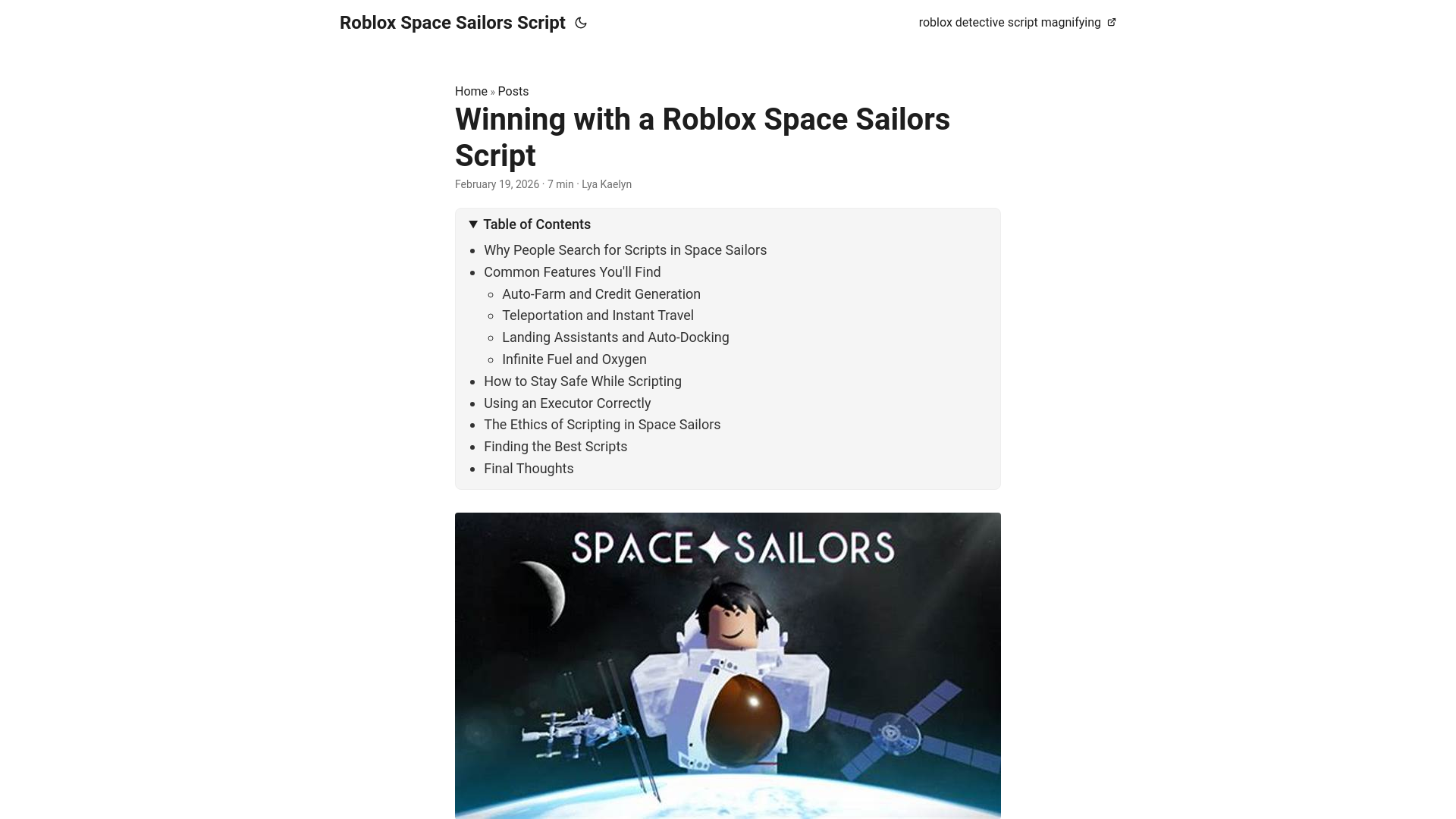 website screenshot of https://roblox-space-sailors-script.pages.dev/